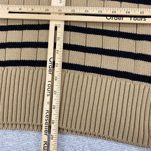 Pistola Tan Noir Stripe Ribbed Cotton Polo Sweater Small - Picture 7 of 11
